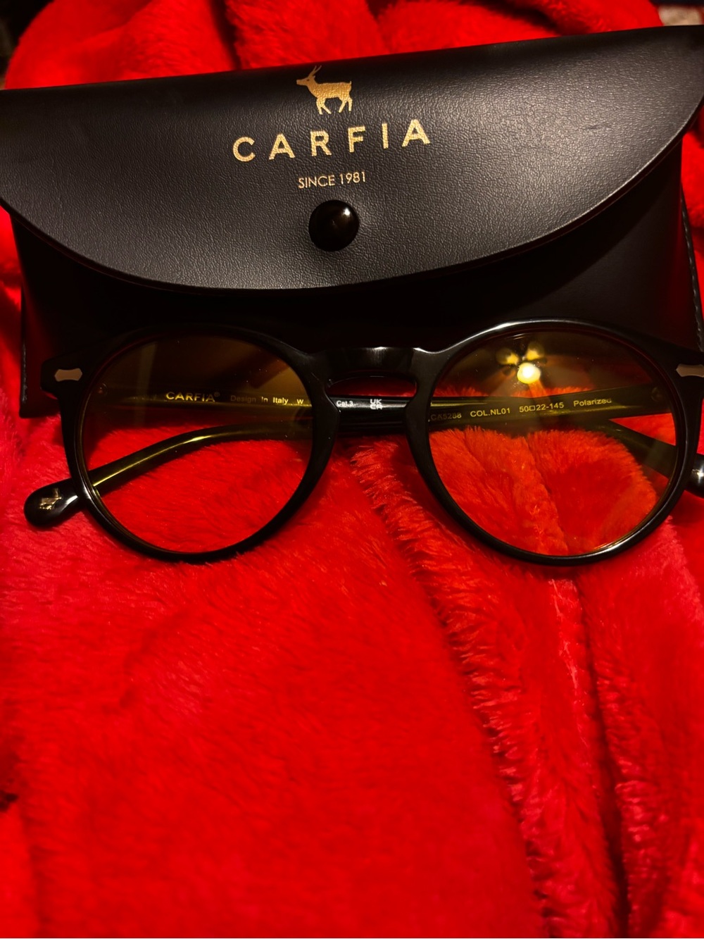 Carfia Black Round Women's Sunglasses with Polarized Lenses
